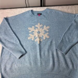 Vince Camuto Light Blue Snowflake Crewneck Sweater